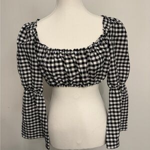 Black and White Gingham Women's Top